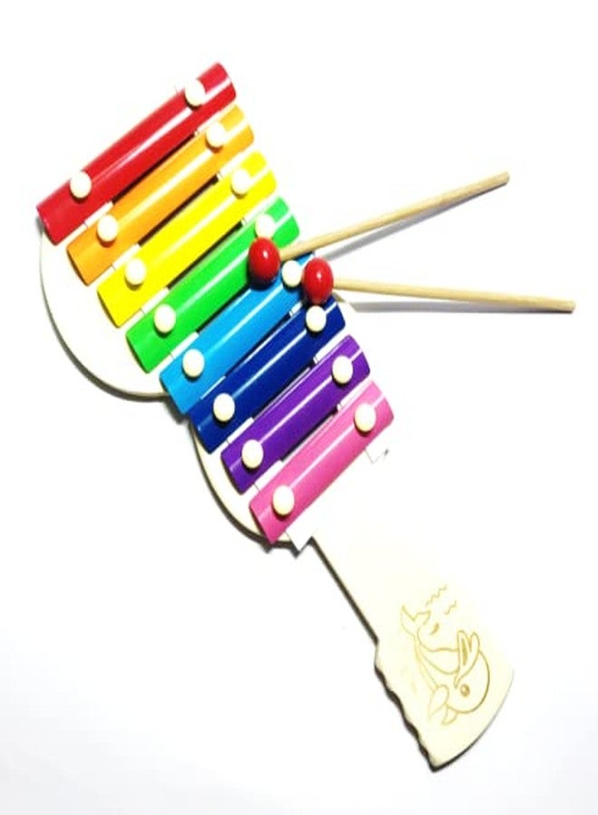 Cutrunn Wooden Handmade Xylophone Musical Toy with 8 Notes, Multicolour, 1 Xylophone, 2 Sticks - Image 1
